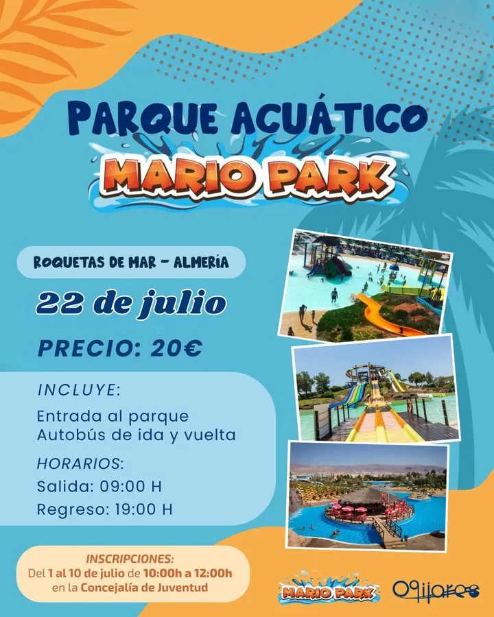 Ogíjares organiza una excursión a Mario Park para jóvenes el 22 de julio