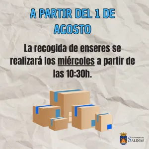 Salinas cambia la recogida de enseres a los miércoles a partir de agosto