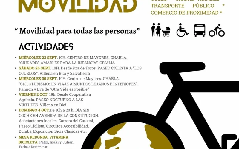 Villena celebra la Semana de la Movilidad con charlas, rutas ciclistas y talleres
