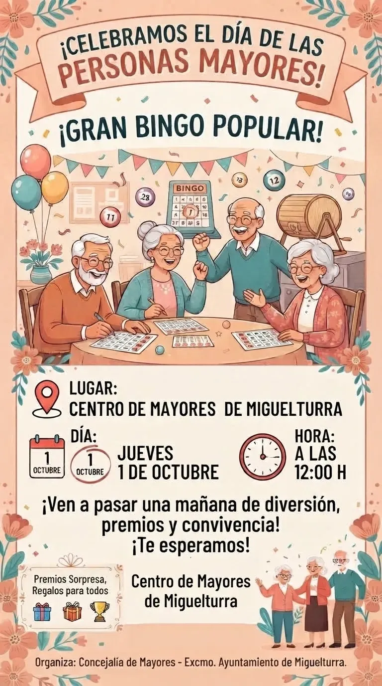 Miguelturra celebra el Día de las Personas Mayores con bingo y cine