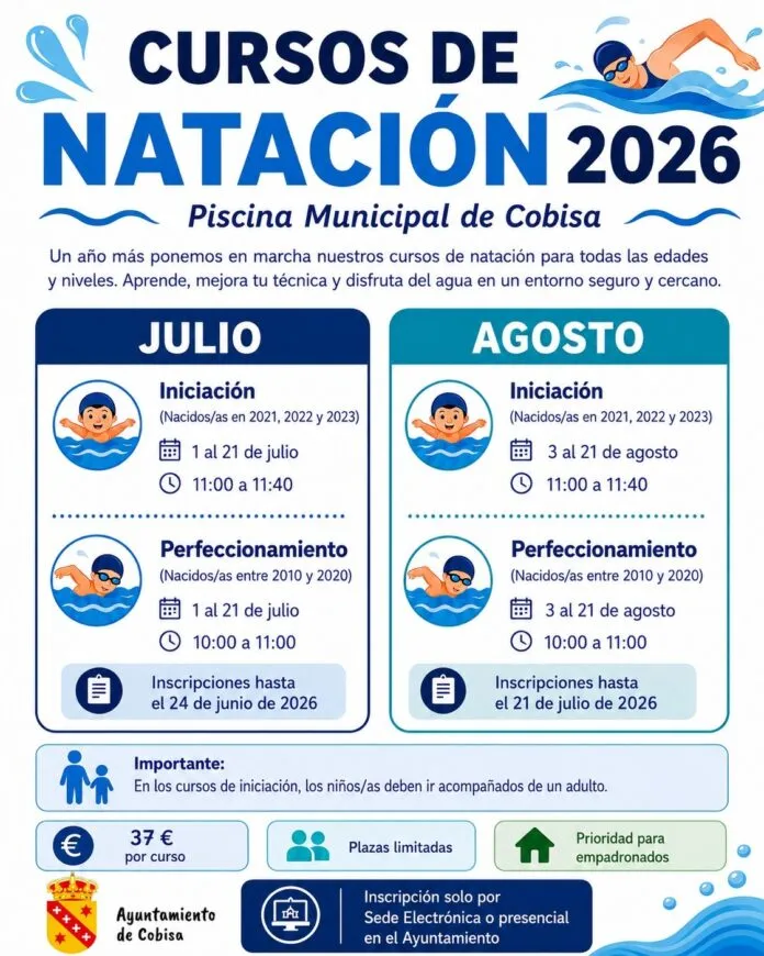 Cobisa abre inscripciones para cursos de natación en julio y agosto