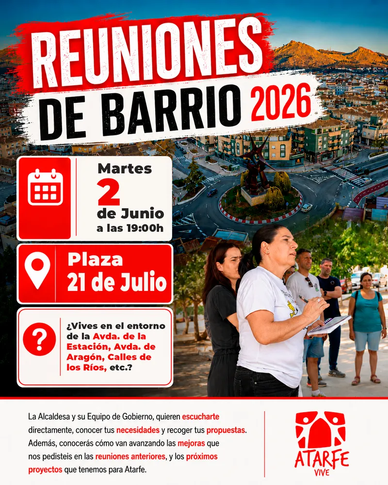 Atarfe celebra mañana una reunión de barrio para recoger propuestas ciudadanas