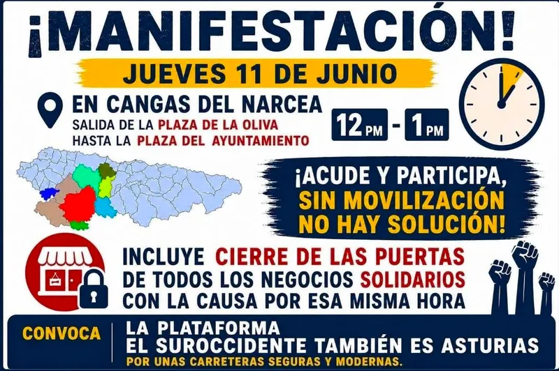 Allande se suma a la manifestación por "carreteras dignas" en el Suroccidente asturiano