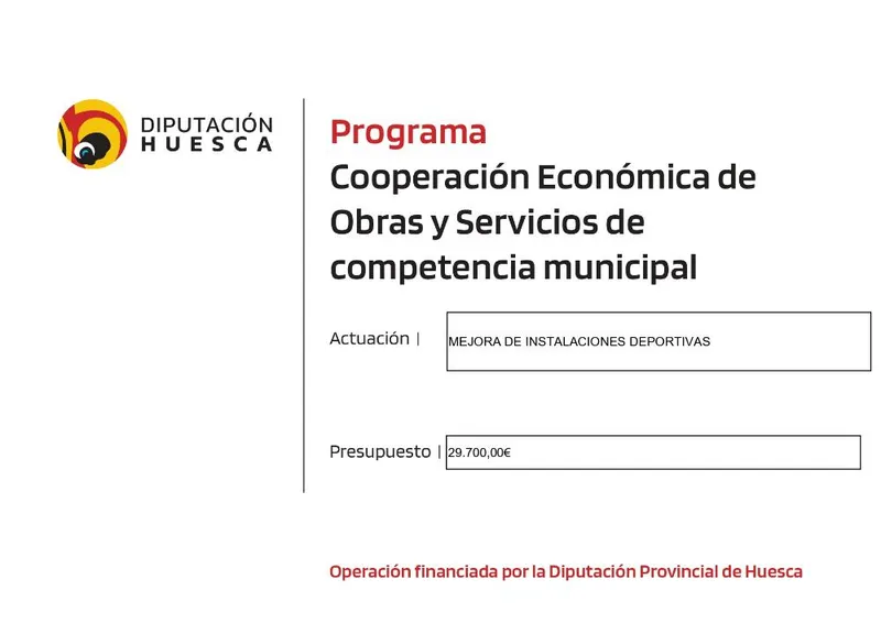 Lascuarre recibe 29.700€ de la Diputación para mejorar sus instalaciones deportivas