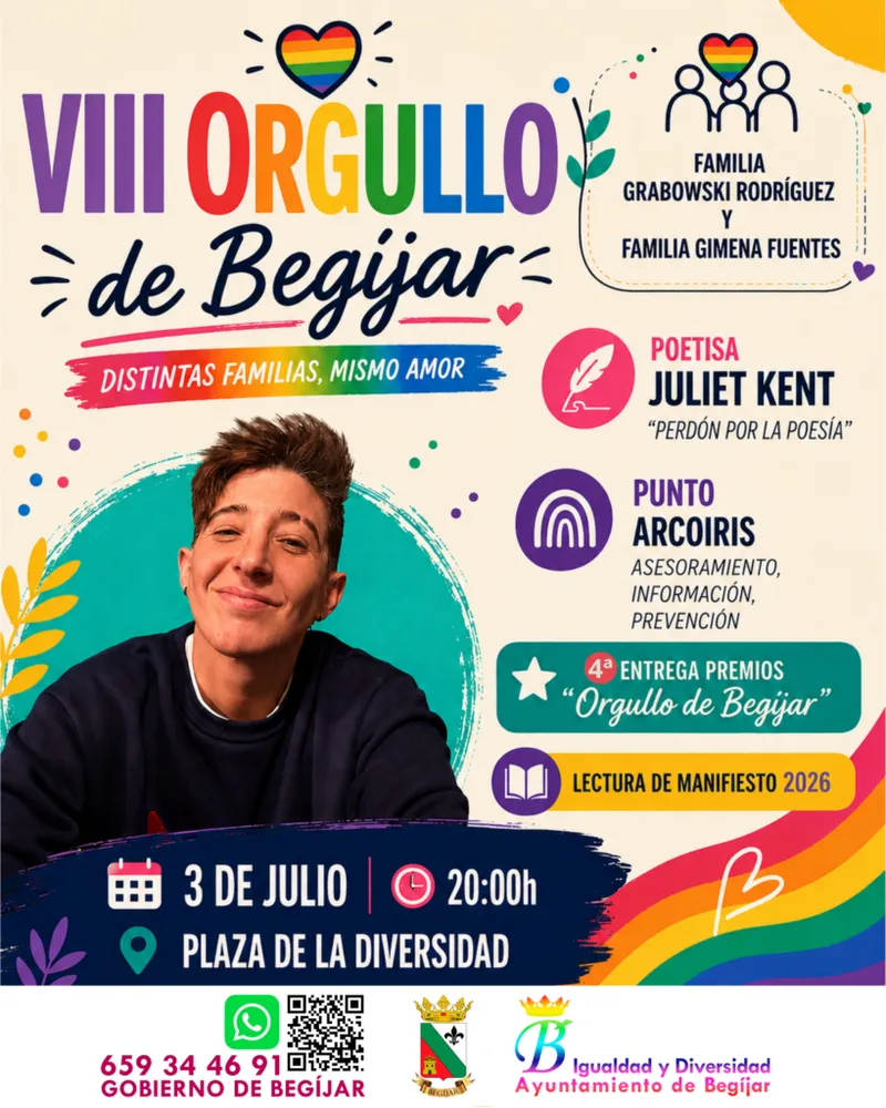 Begíjar celebra su VIII Orgullo LGTBIQ+ con el lema «Distintas familias, mismo amor»