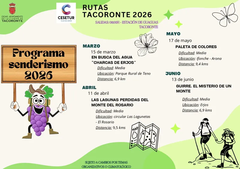 Tacoronte lanza su programa de senderismo para 2026 con rutas gratuitas