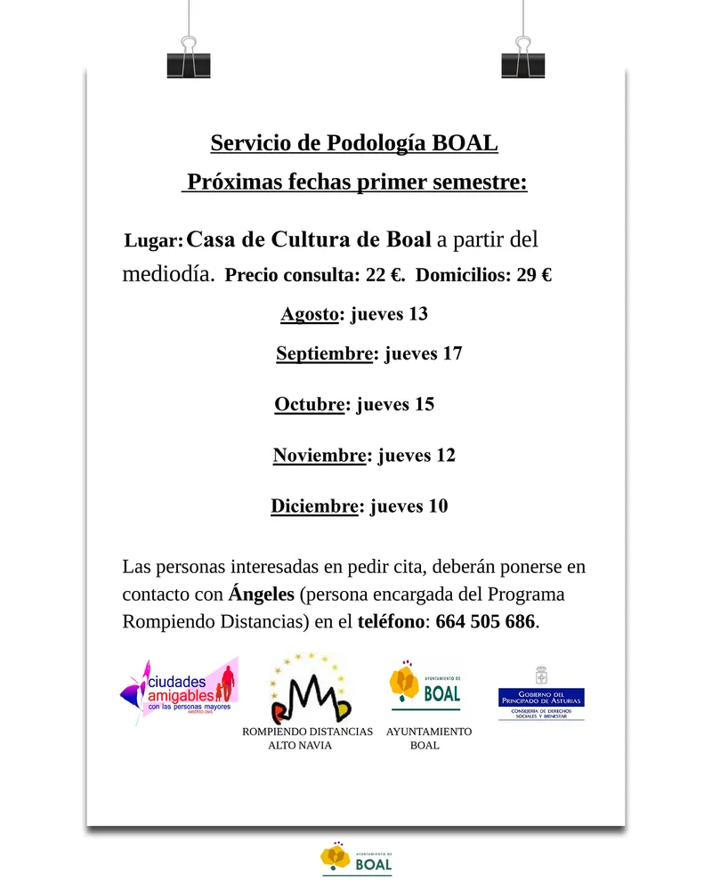 Boal facilita el cuidado de pies con servicio de podología a domicilio y en la Casa de la Cultura