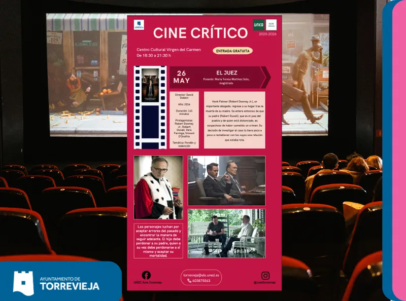 Cine y justicia se dan cita en la clausura del ciclo UNED Torrevieja con 'El Juez'