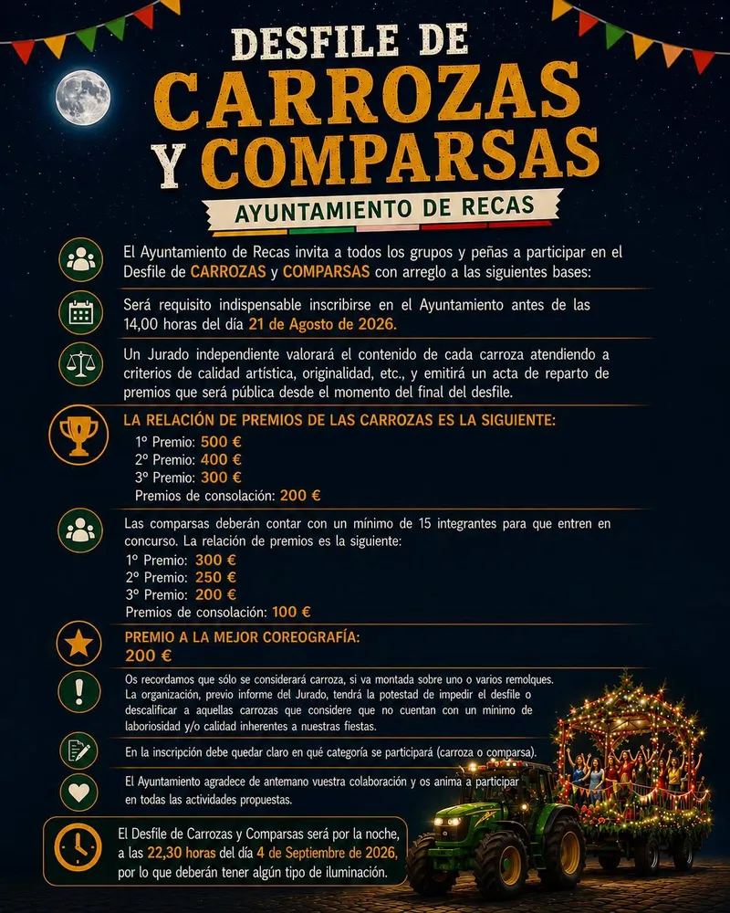 Recas abre la inscripción para el Desfile de Carrozas y Comparsas 2026