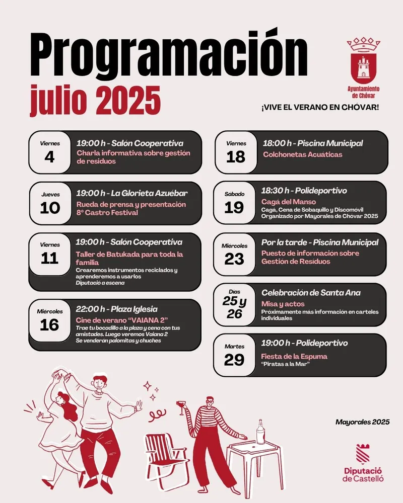 Chóvar presenta su agenda cultural y de ocio para julio con eventos para todos los públicos
