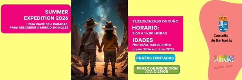 Barbadás abre inscripciones para su campamento de inglés de verano "Summer Expedition 2026"