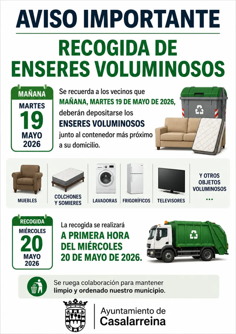Casalarreina: Aviso de depósito para el martes 19 de mayo