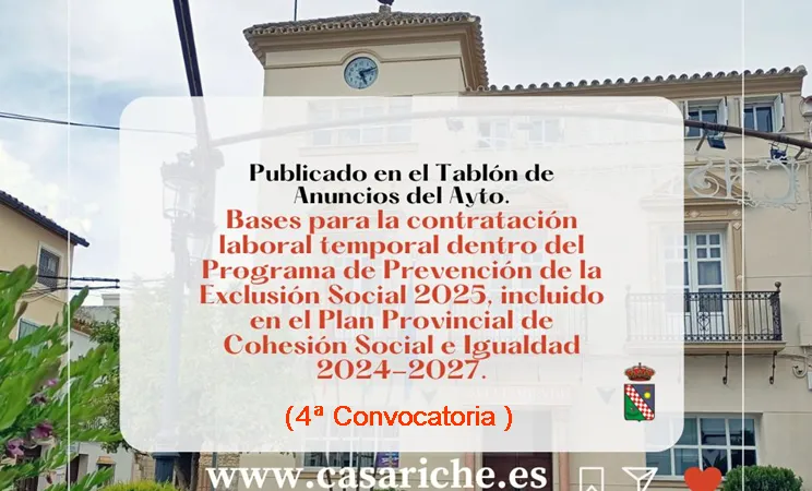 Casariche abre plazo para solicitar empleo en el Programa de Prevención de la Exclusión Social