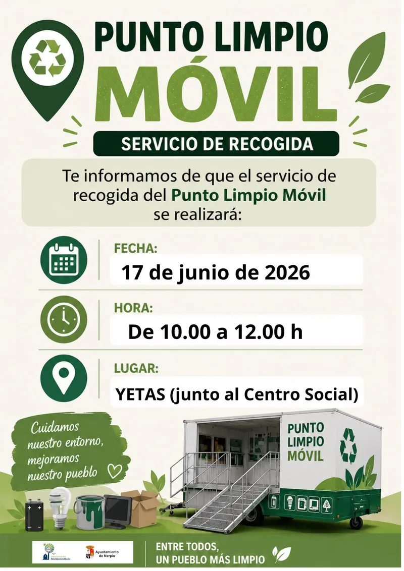 Yetas acoge el Punto Limpio Móvil el 17 de junio para facilitar el reciclaje