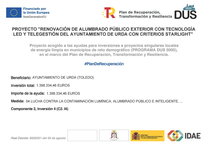 Urda avanza en la modernización de su campo de fútbol con el proyecto DUS 5000