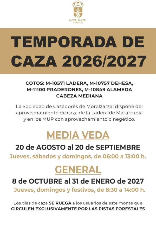 Moralzarzal abre la Media Veda de caza del 20 de agosto al 20 de septiembre