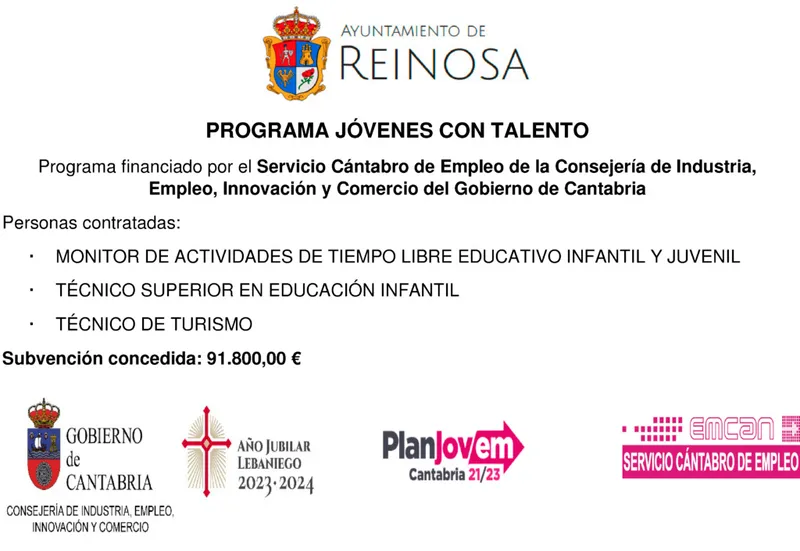 Reinosa impulsa el turismo y el empleo juvenil con fondos LEADER y del Servicio Cántabro de Empleo