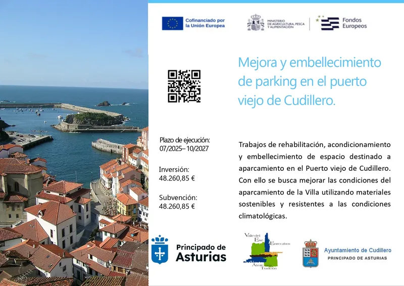 Cudillero recibe fondos europeos para mejorar el parking del Puerto Viejo
