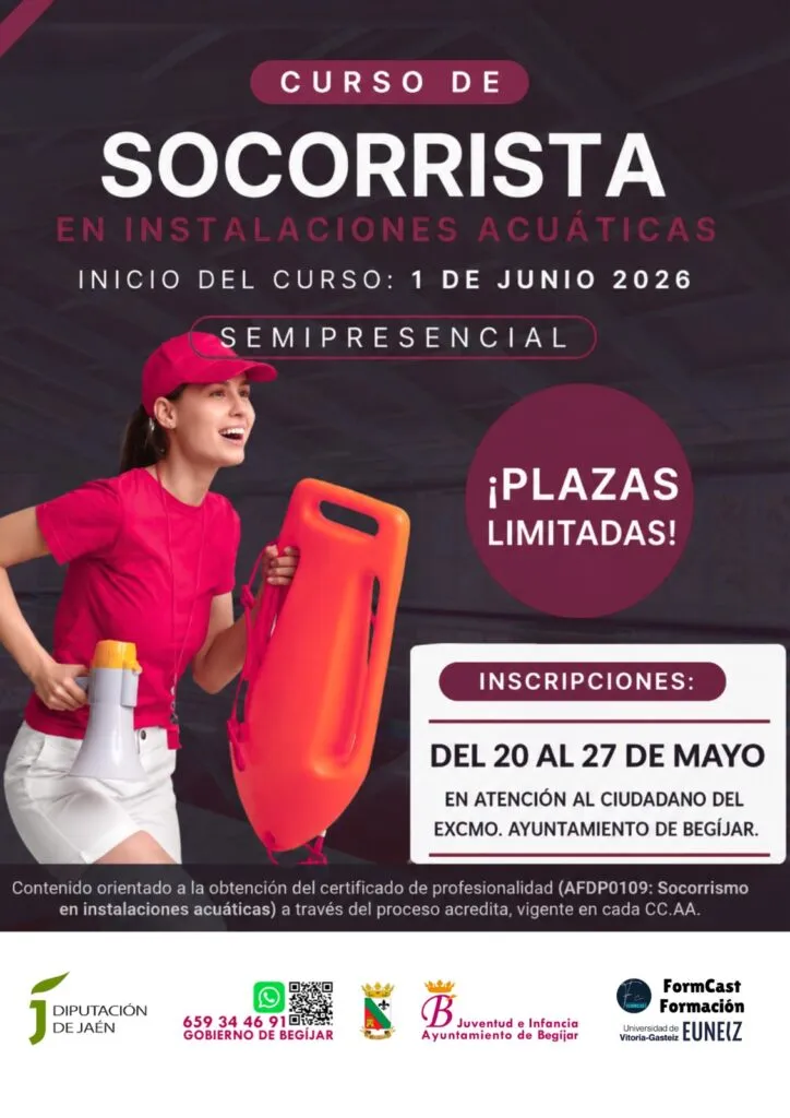 Begíjar abre inscripciones para curso gratuito de socorrismo acuático para jóvenes