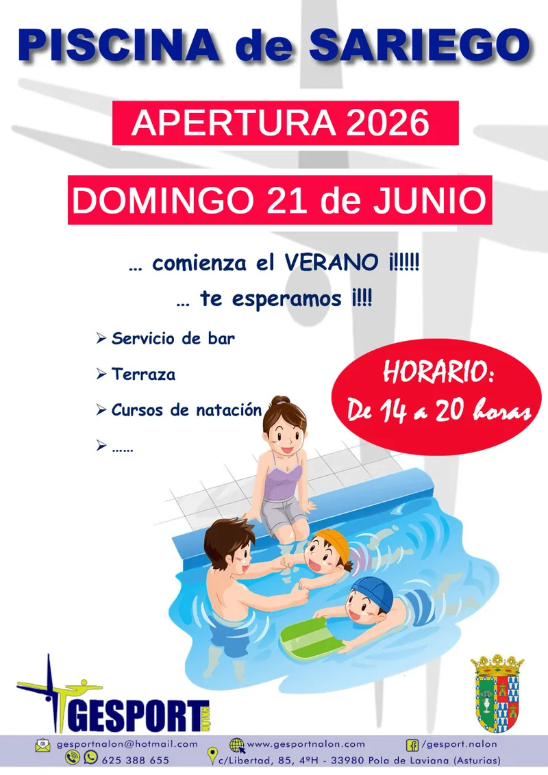 La piscina de Vega de Sariego abrirá sus puertas el 21 de junio para la temporada de verano