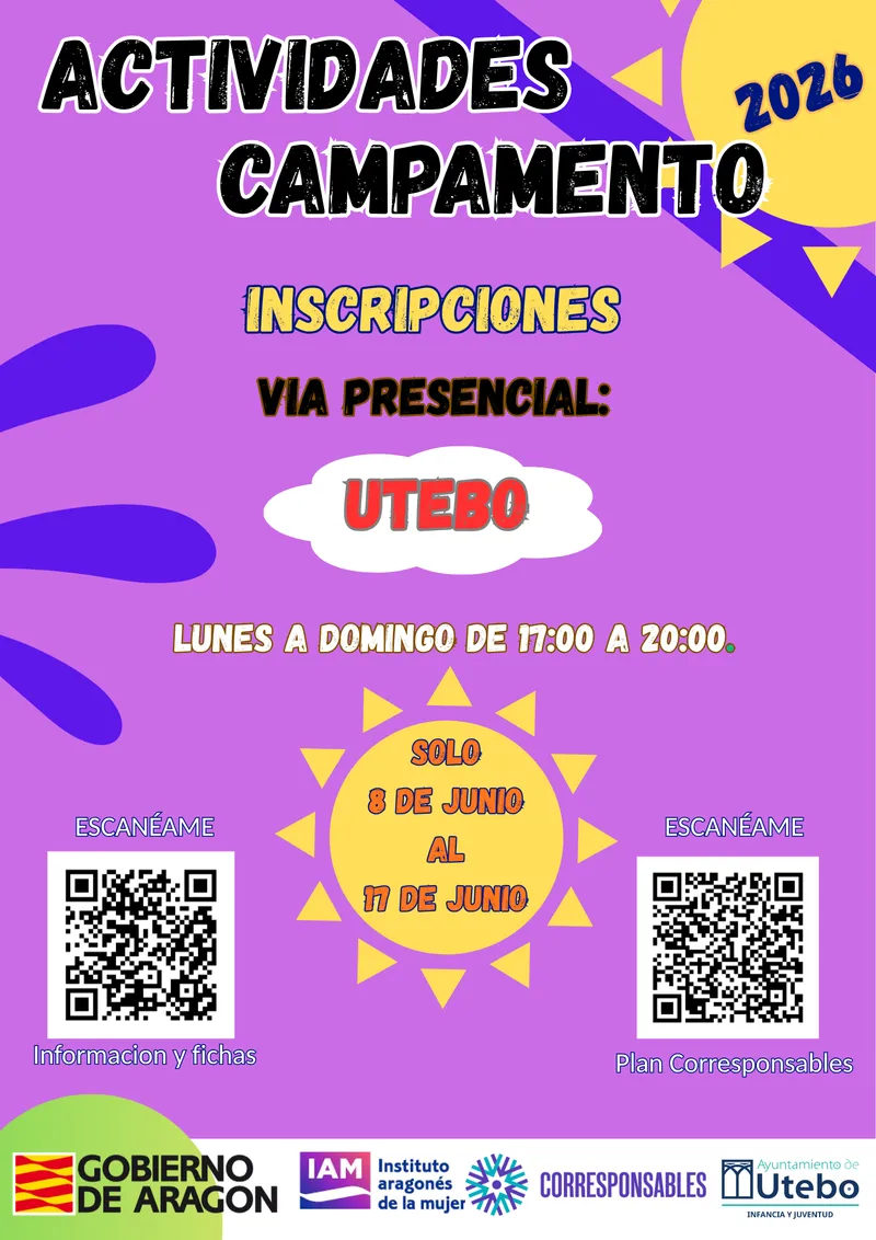 Utebo abre el plazo para inscribirse en el Campamento Multiaventura 2026
