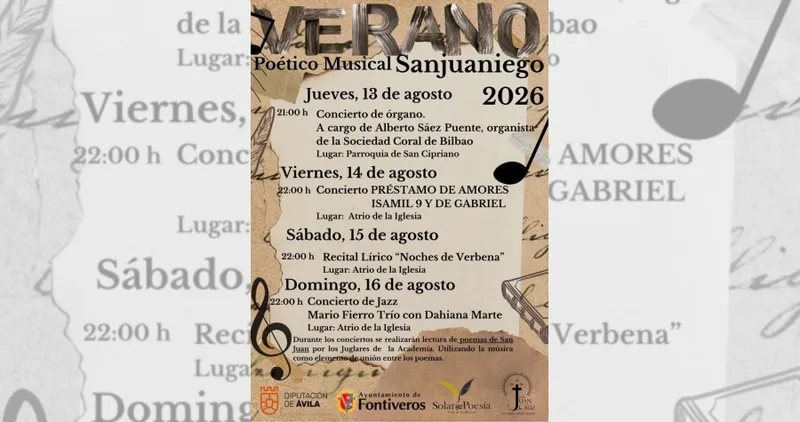 Fontiveros celebra el Verano Poético Musical Sanjuaniego con conciertos y recitales