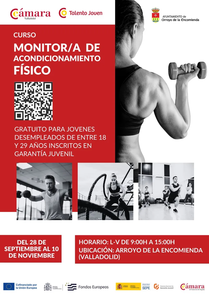 Arroyo de la Encomienda ofrece curso gratuito de monitor de acondicionamiento físico para jóvenes