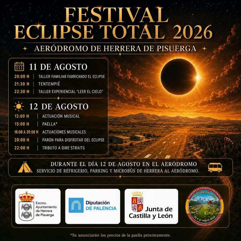 Herrera de Pisuerga celebra el eclipse total de 2026 con paella y gafas homologadas