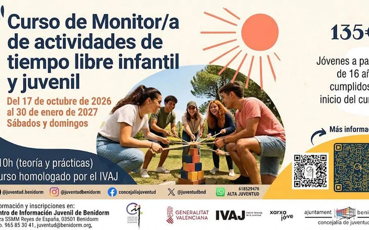 Benidorm lanza un curso de Monitor de Ocio y Tiempo Libre para jóvenes a partir de 16 años
