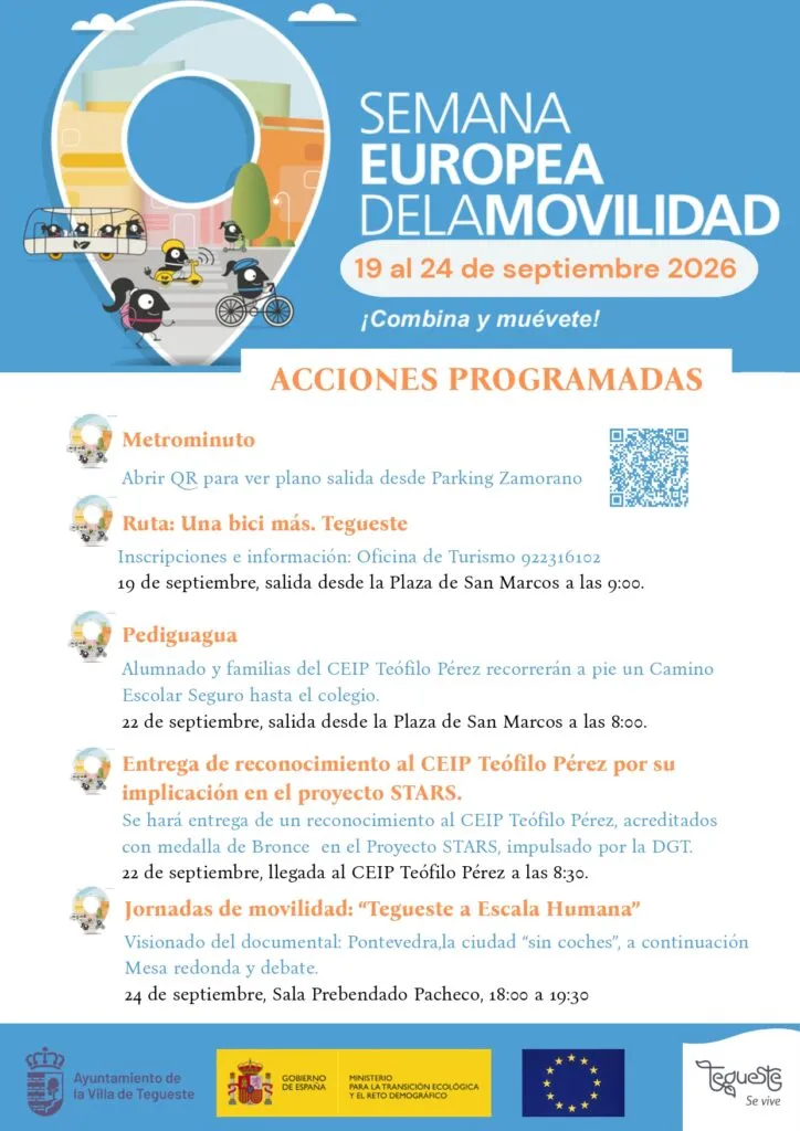 Tegueste promueve la movilidad sostenible e inclusiva con actividades del 19 al 24 de septiembre