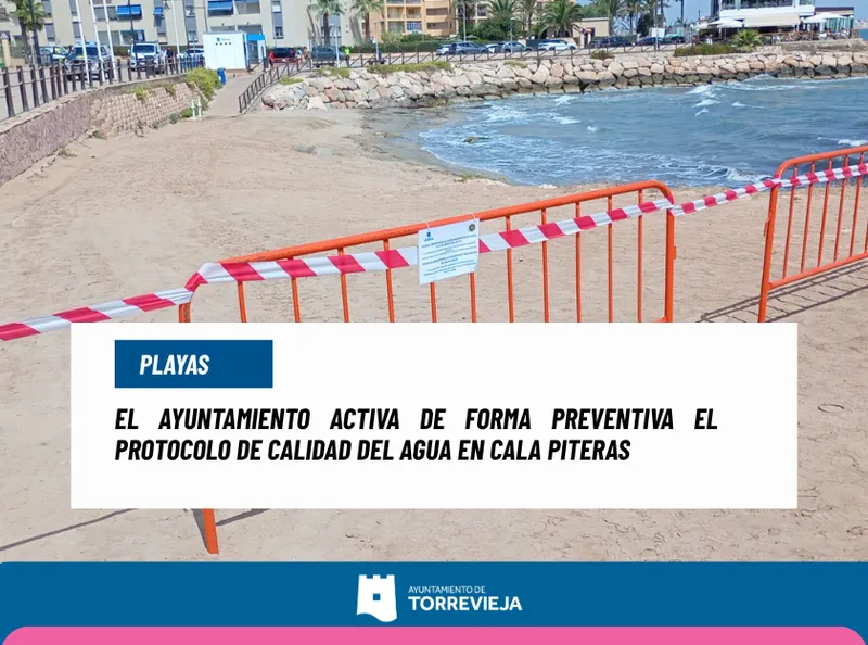 Torrevieja activa el protocolo de calidad del agua en cala Piteras por precaución