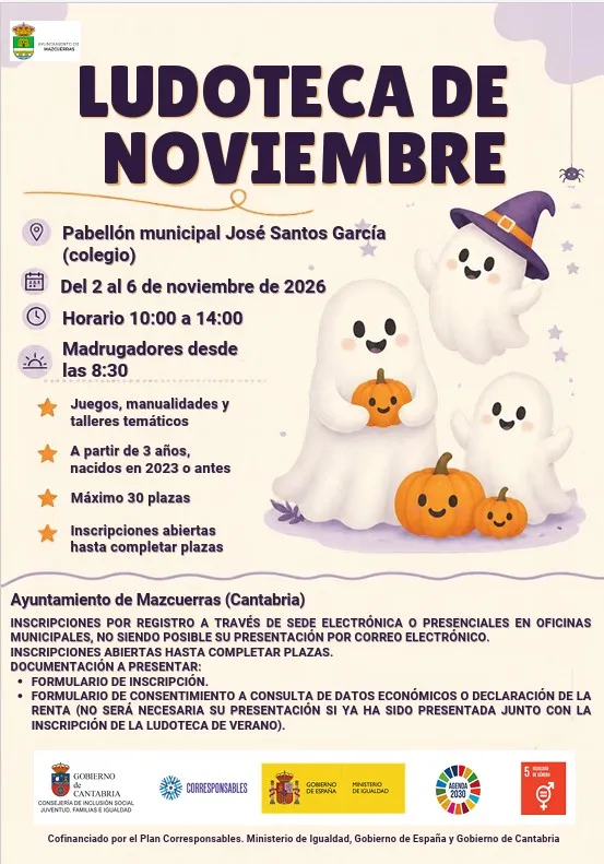 Mazcuerras organiza ludoteca de Halloween para la semana no lectiva