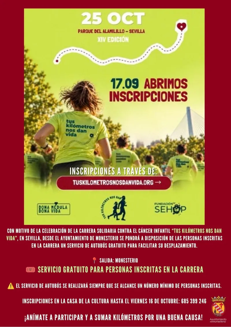 Vecinos de Monesterio viajan a Sevilla para participar en una carrera solidaria contra el cáncer infantil
