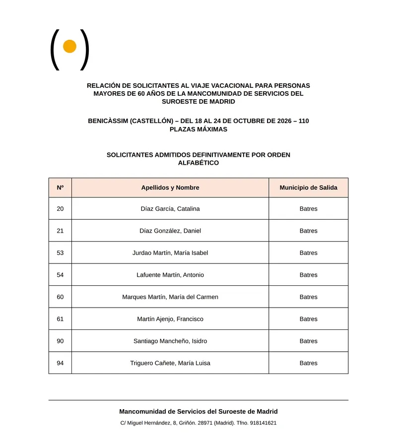 Mayores del Suroeste de Madrid disfrutarán de un viaje vacacional a Benicàssim