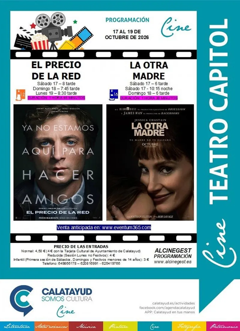 El Cine Capitol de Calatayud proyecta tres películas del 17 al 19 de octubre