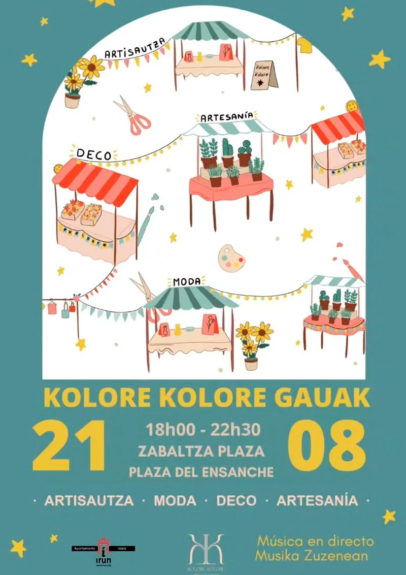 Irun celebra 'Kolore Gauak', una feria de artesanía con música en directo