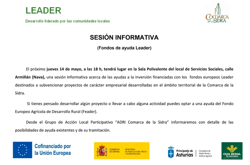 Sariego acoge una sesión informativa sobre los Fondos LEADER para el desarrollo rural