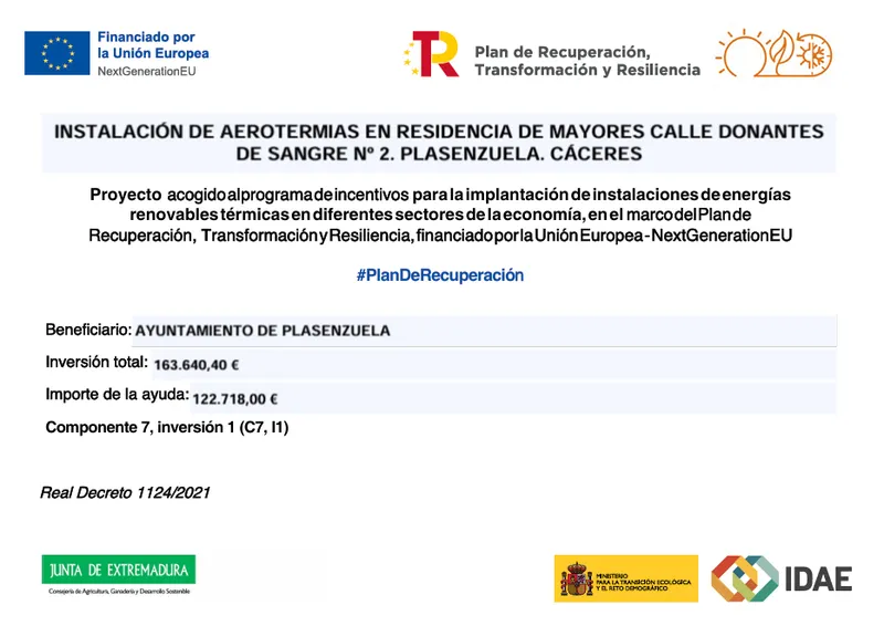 Plasenzuela instala aerotermia en la residencia de mayores para mejorar su eficiencia energética