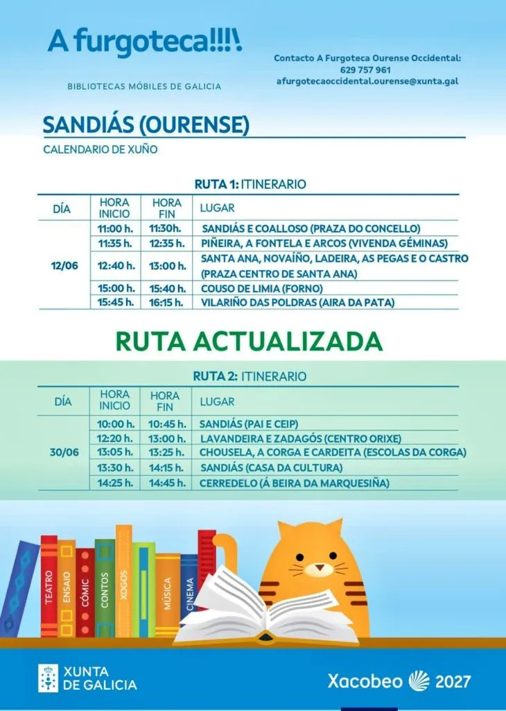 La Furgoteca de Sandiás acerca servicios bibliotecarios y actividades culturales el 30 de junio