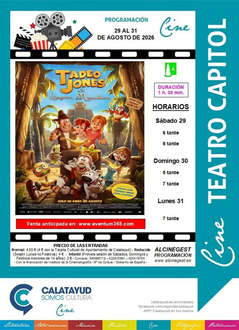 El Cine Capitol de Calatayud proyecta 'Tadeo Jones y la Lámpara Maravillosa' este fin de semana