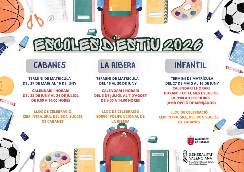 Cabanes lanza la Escola d'Estiu para facilitar la conciliación familiar en verano