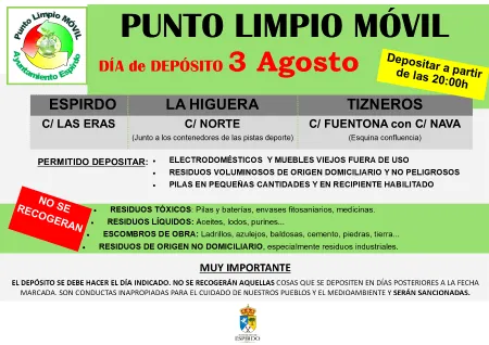 El Punto Limpio de Espirdo amplía su horario en agosto para facilitar la gestión de residuos