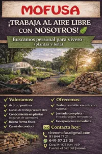 Oportunidad de empleo en vivero de Fuente el Saz