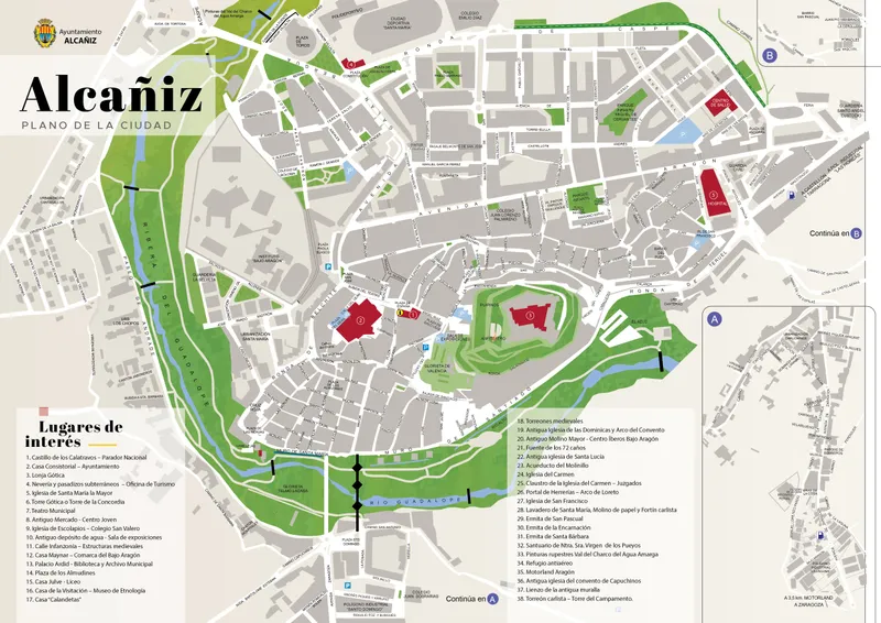 Alcañiz actualiza su plano turístico para 2025 con información de interés