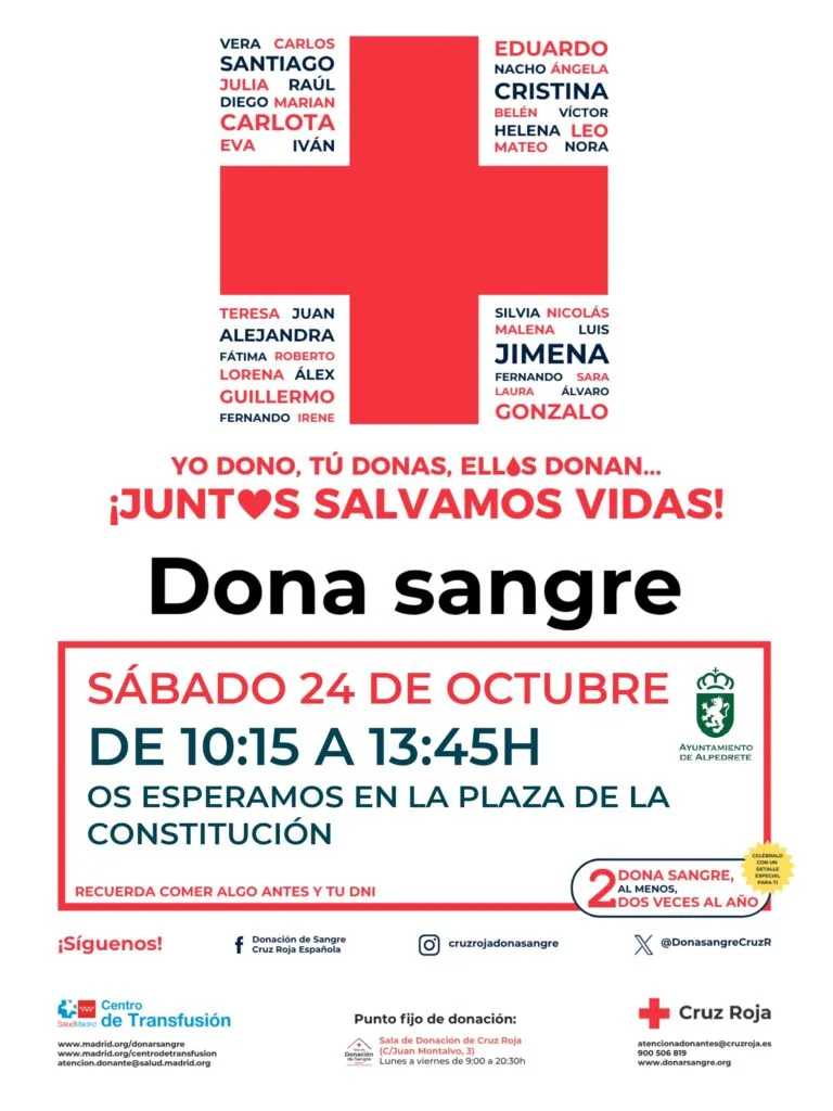 Alpedrete se une a la campaña de donación de sangre el 24 de octubre