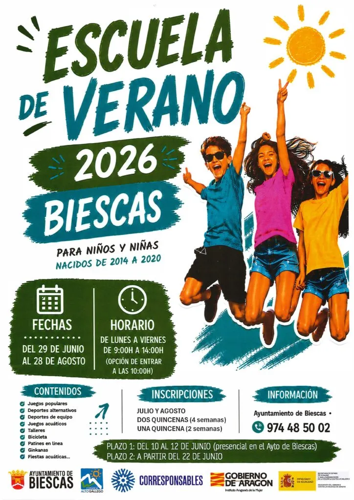 Biescas abre inscripciones para su escuela de verano 2026