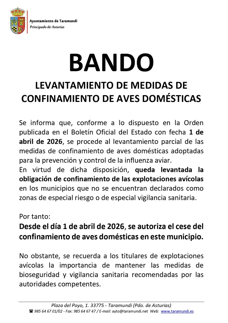 Taramundi levanta el confinamiento de aves de corral tras la alerta sanitaria