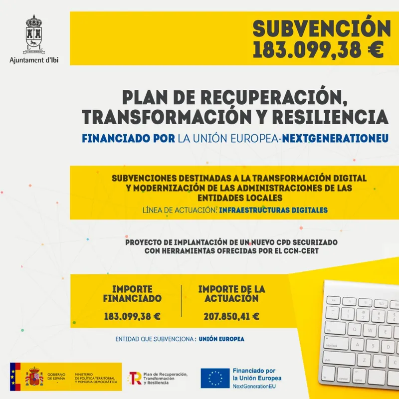 Ibi recibe 183.000 euros para modernizar sus servicios informáticos municipales