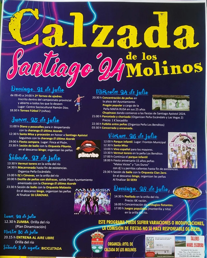 Calzada de los Molinos celebra sus Fiestas de Santiago 2024 con un programa de actividades