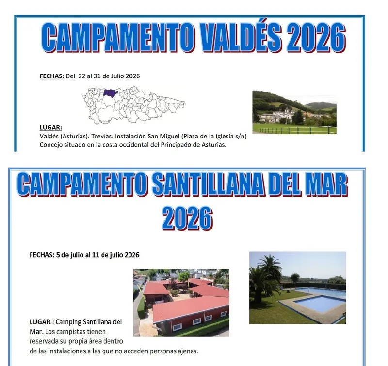 Ampliación de plazo para campamentos juveniles de verano en Santillana del Mar y Valdés
